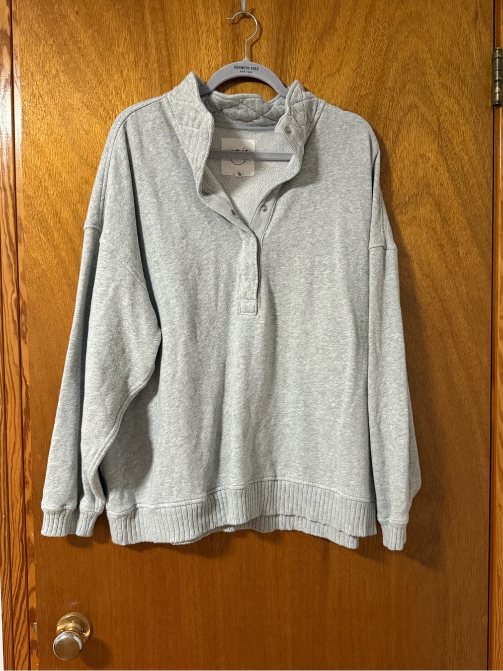 aerie Light Gray Snap-Front Turtleneck Pullover